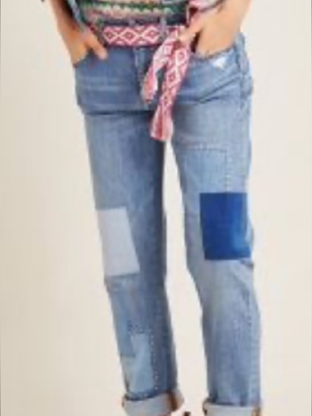 Anthropologie Light Blue Patchwork Boyfriend Jeans - Picture 4 of 4